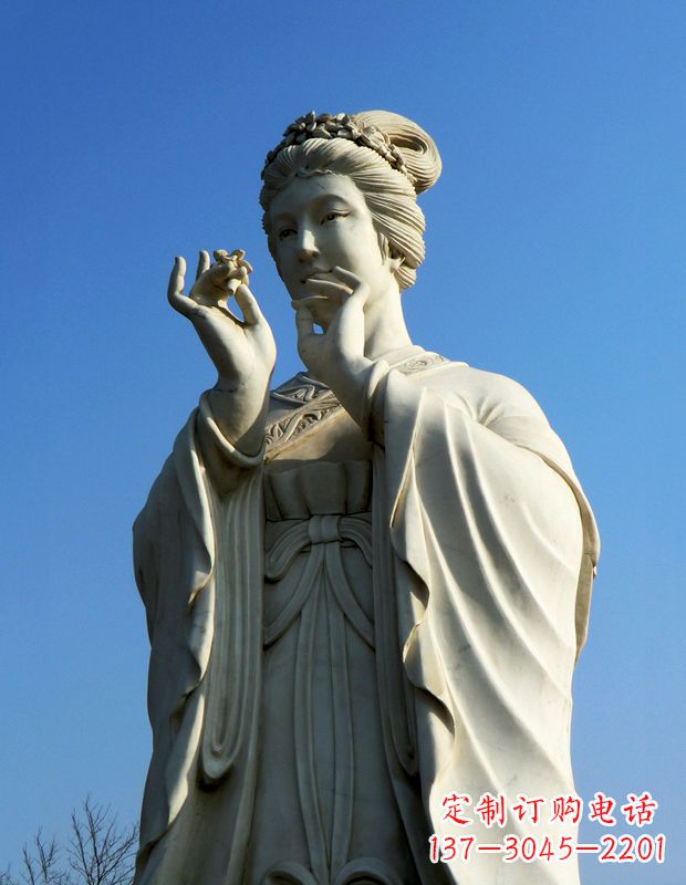 达州十二花神之二月杏花阮文姬汉白玉古代美女雕像