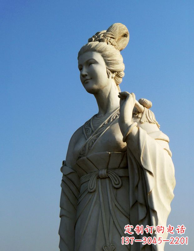 达州十二花神九月菊花庞苏汉白玉美女雕像