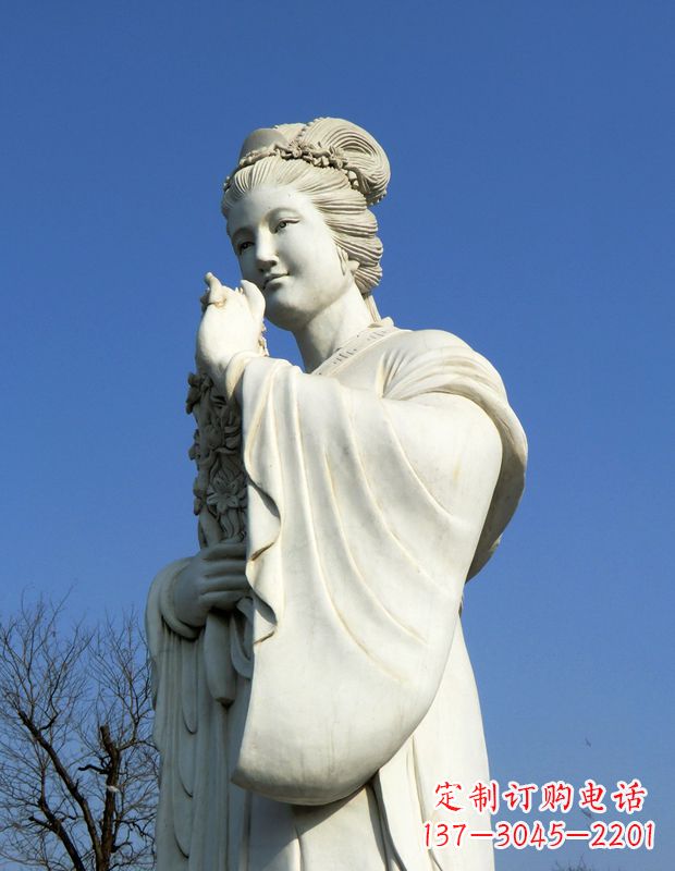 达州十二花神之三月桃花息夫人汉白玉精美美女雕像