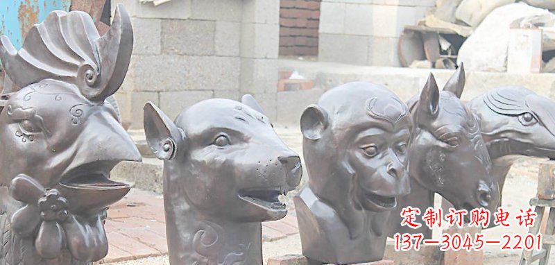 达州十二生肖铜雕,独特的动物雕塑
