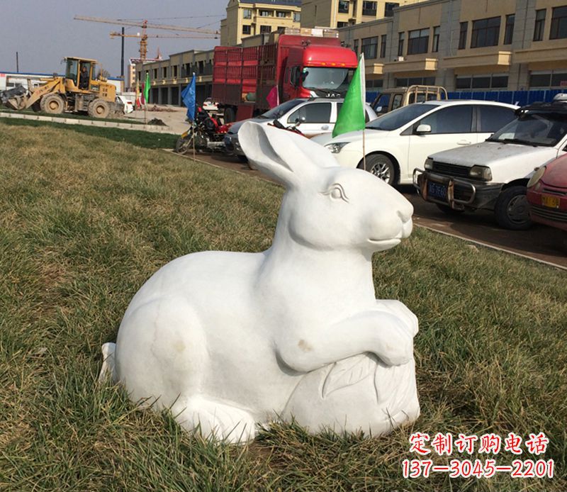 达州精美兔子石雕精品,点缀家居美景