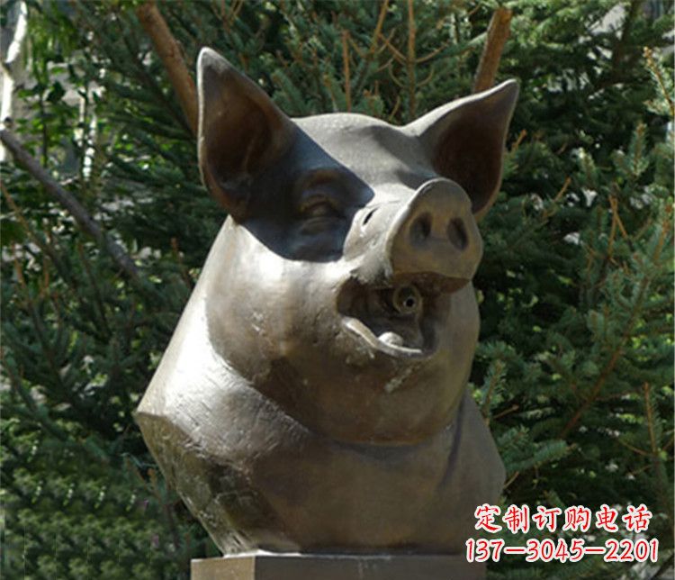 达州十二生肖猪首铜雕