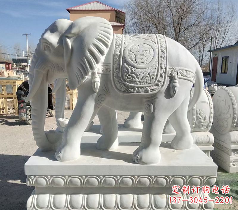 达州中领雕塑精美石材大象雕塑