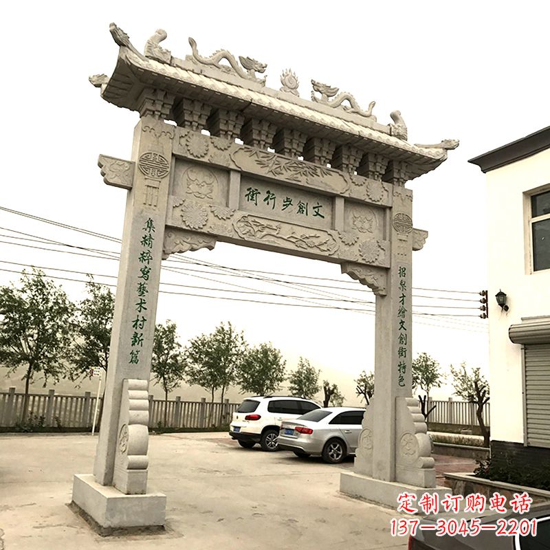 达州欣赏古老石材牌坊雕塑