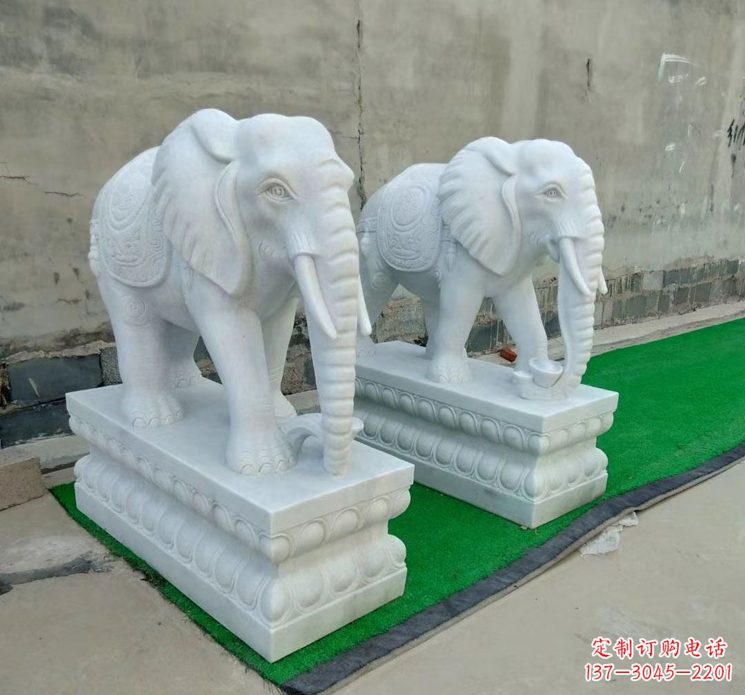 达州中领雕塑:精美大象汉白玉雕塑