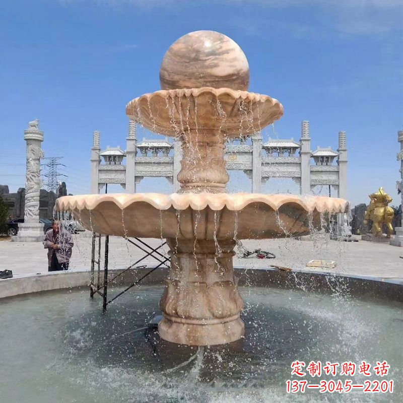 达州石雕风水球喷泉-景区广场水景装饰雕塑摆件