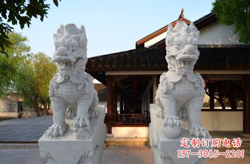 达州精美汉白玉麒麟雕塑
