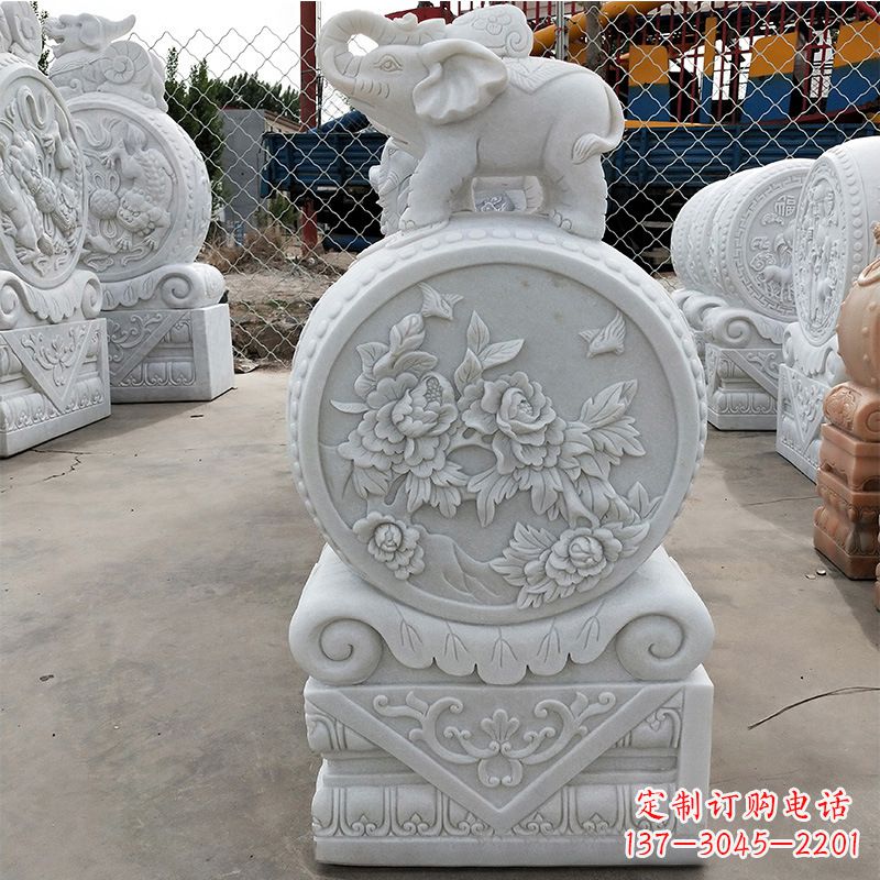 达州石雕门墩抱鼓石
