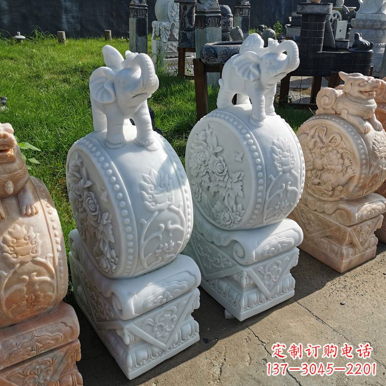 达州石雕门墩大象