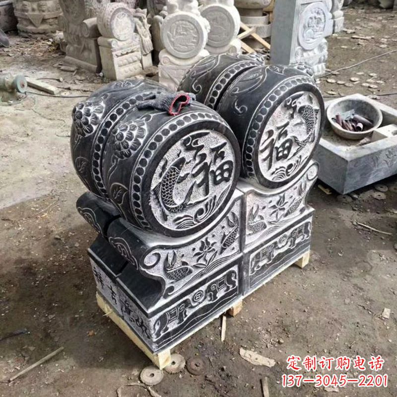达州石雕门墩貔貅抱鼓