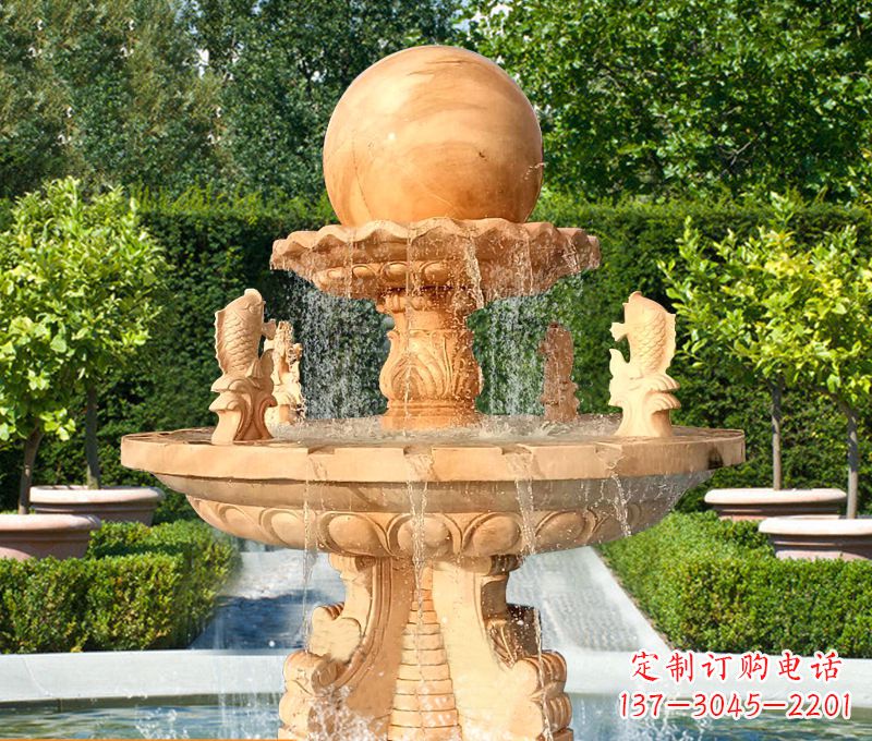 达州石雕喷泉鱼喷水