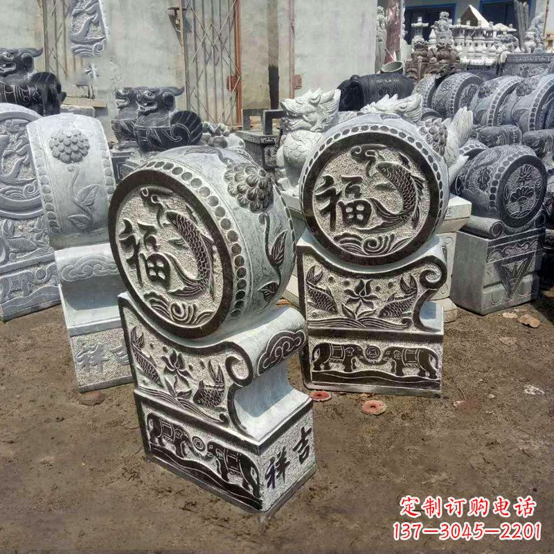达州石雕貔貅抱鼓门墩雕塑