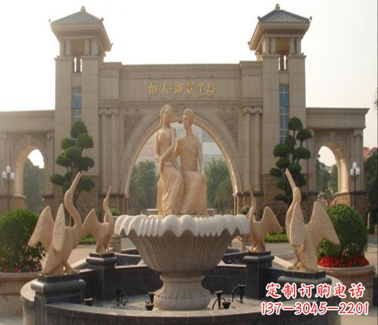达州石雕西方人物喷泉雕塑