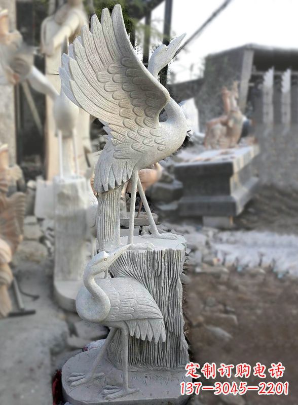 达州石雕仙鹤景观摆件