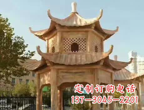 达州石雕小区景观双层凉亭