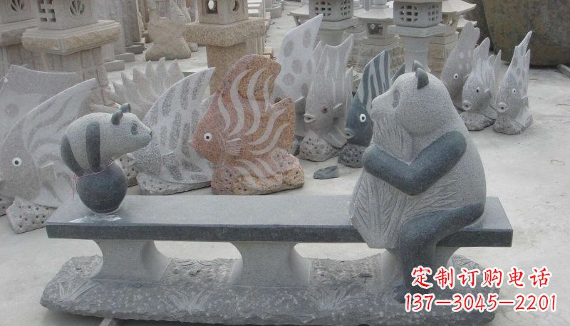 达州石雕熊猫座椅