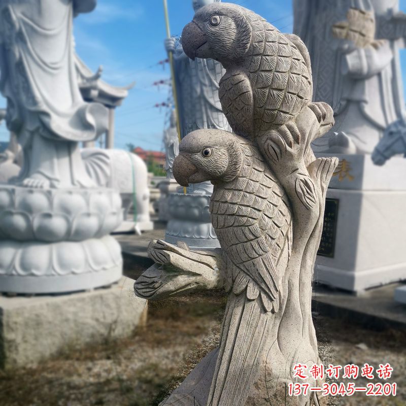 达州石雕鹦鹉景观雕塑摆件