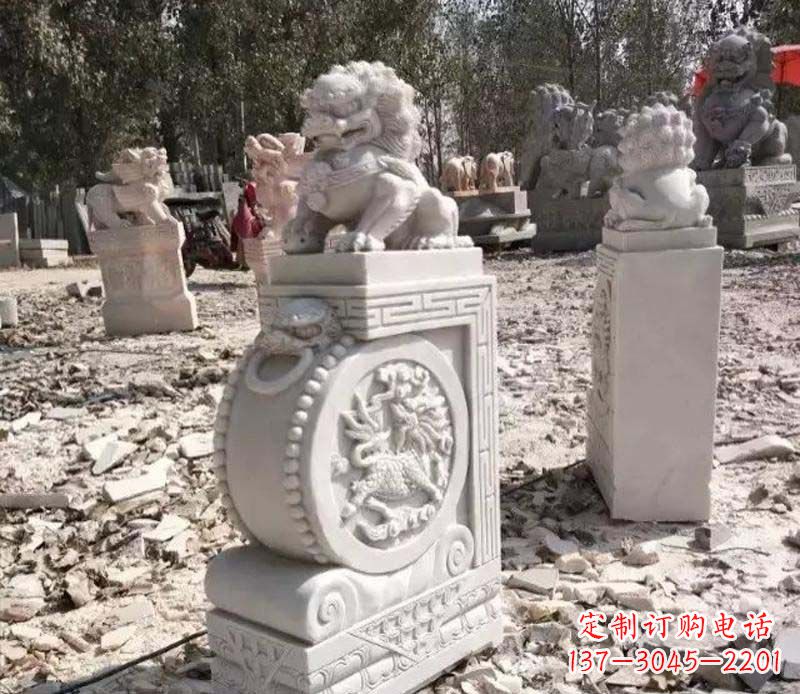 达州石雕园林狮子抱鼓石