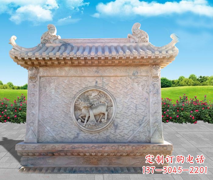 达州石浮雕麒麟庭院影壁