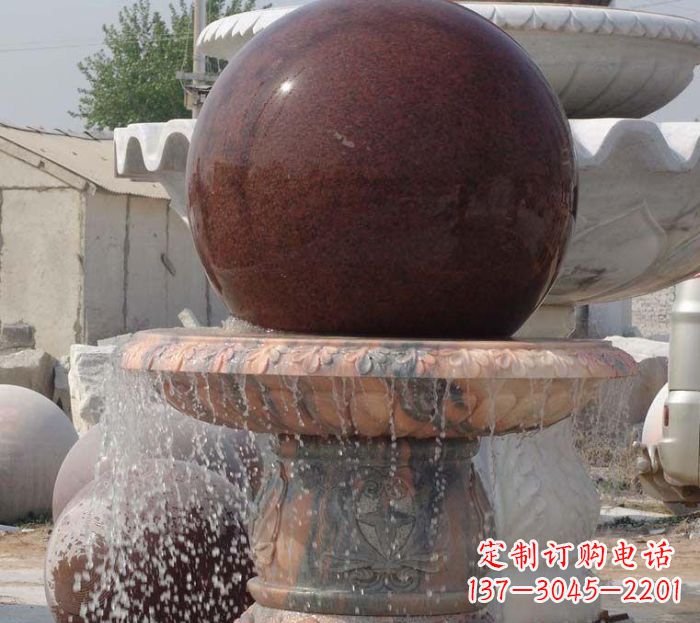 达州石来运转小型风水球喷泉石雕