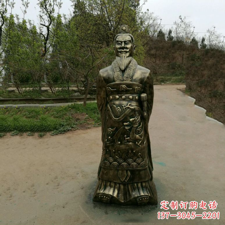 达州始皇嬴政玻璃钢仿铜雕塑