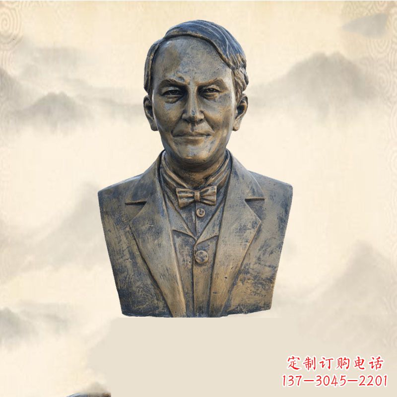 达州世界名人爱迪生纯铜头像雕塑-学校校园名人系列雕塑