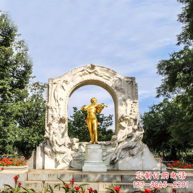 达州世界名人古典主义作曲家莫扎特公园铜雕像