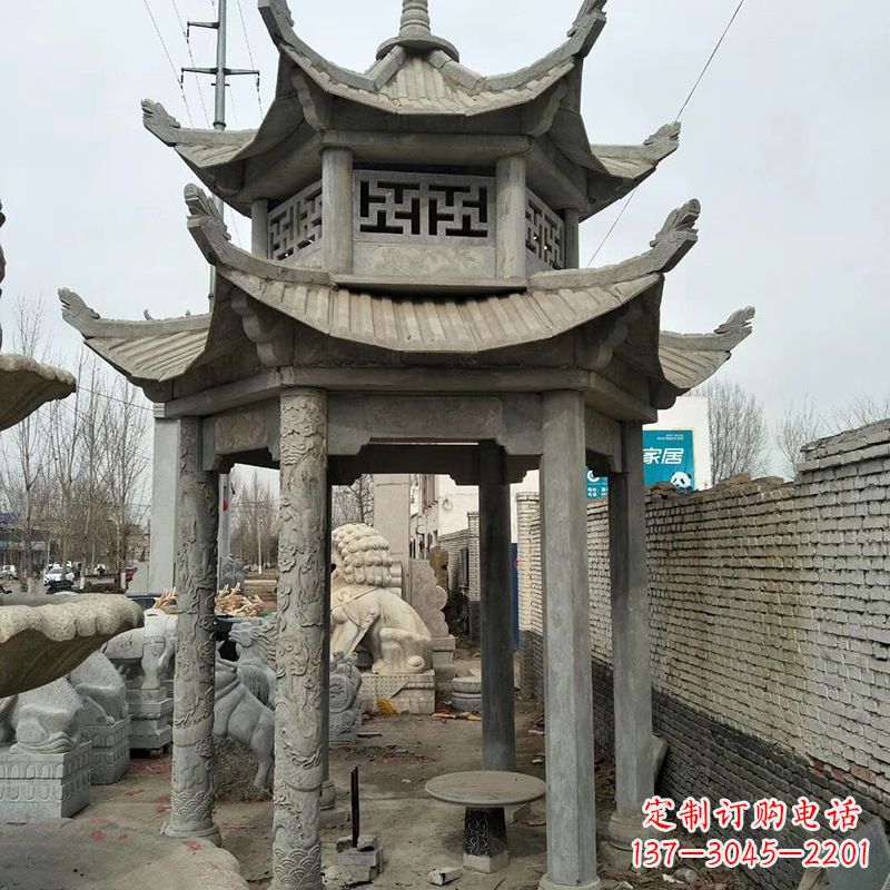 达州双层大理石凉亭雕塑