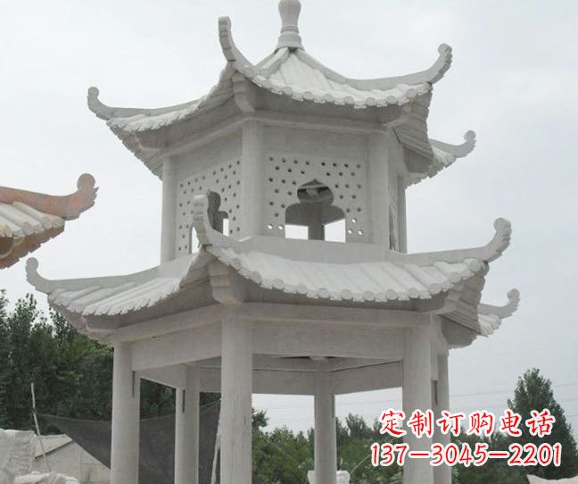 达州双层大理石凉亭石雕