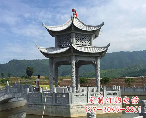 达州双层仿古凉亭石雕_1