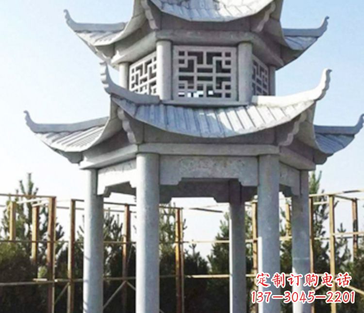 达州双层仿古石凉亭石雕_2