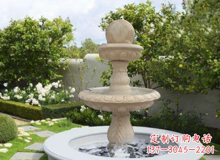 达州双层风水球喷泉别墅石雕