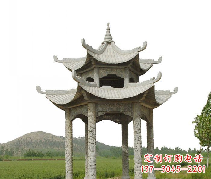 达州双层仿古石雕凉亭
