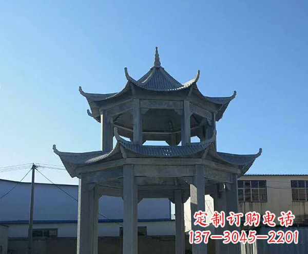 达州双层仿古石凉亭石雕_1