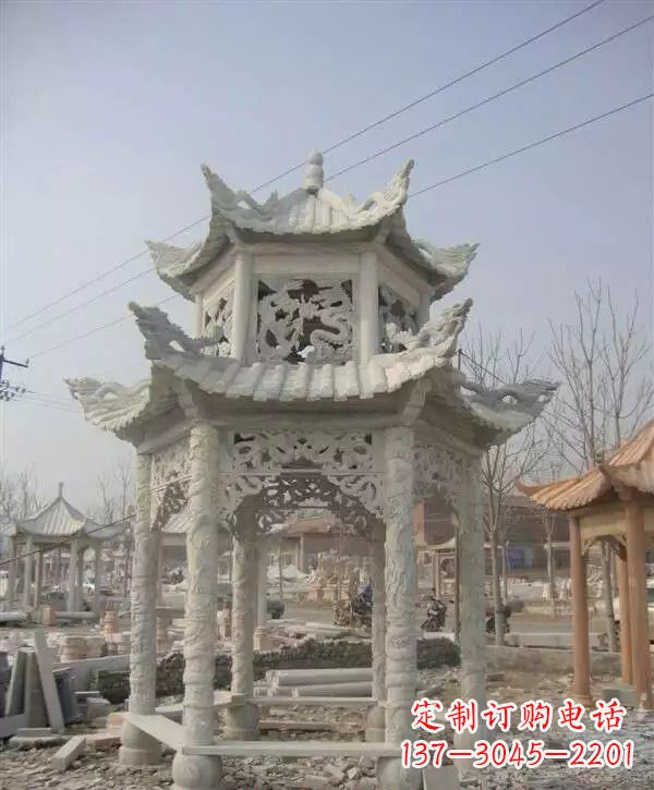 达州双层凉亭石雕