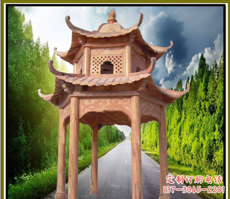 达州双层凉亭园林石雕