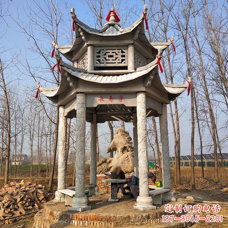 达州双层六角石凉亭