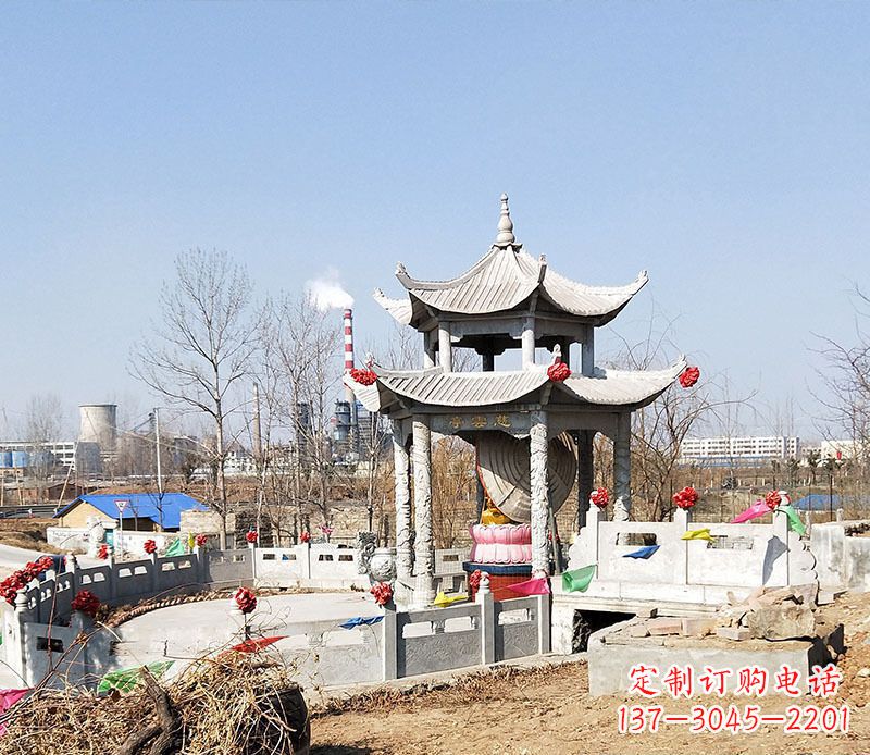 达州双层石凉亭石雕 (2)