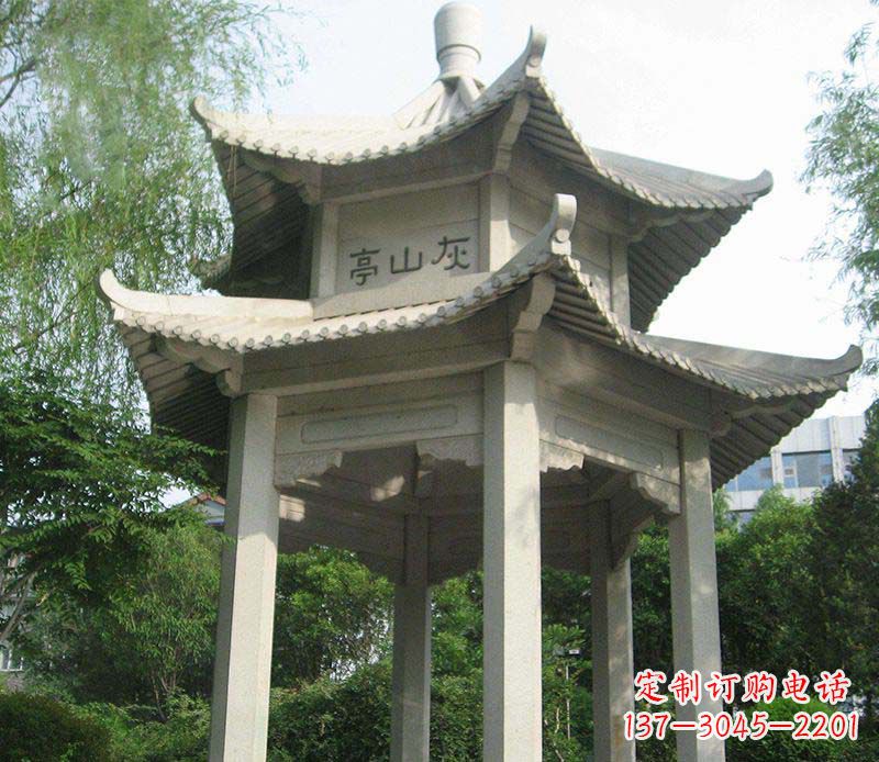 达州双层石凉亭石雕