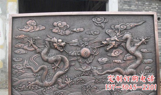 达州双龙戏珠铸铜壁画铜浮雕