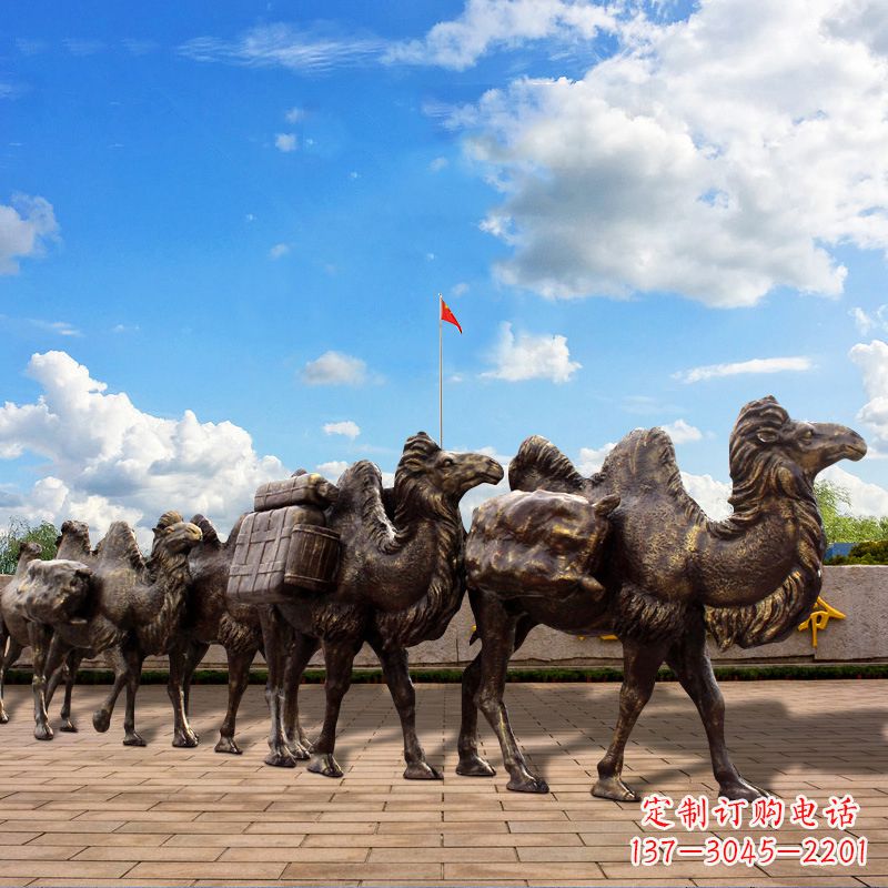 达州丝绸之路骆驼队仿铜景观雕塑