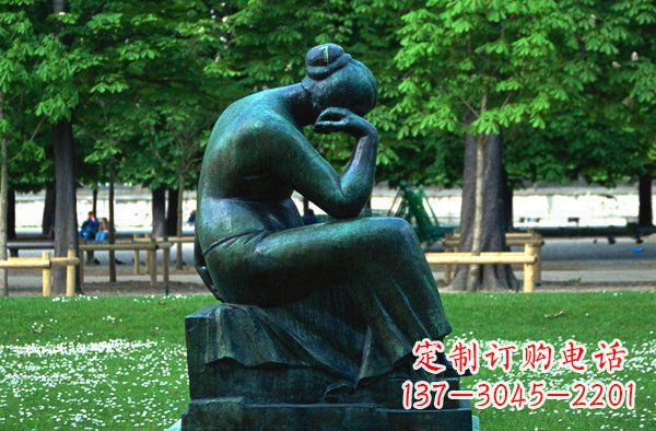 达州思考的女人青铜人物铜雕