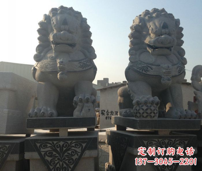 达州寺庙景观仿古石狮子 (2)