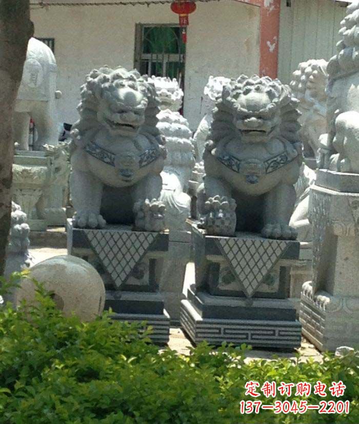 达州寺庙景观仿古石狮子