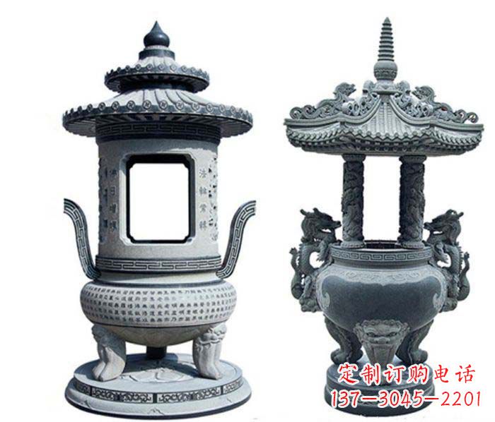 达州寺庙景观仿古香炉石雕