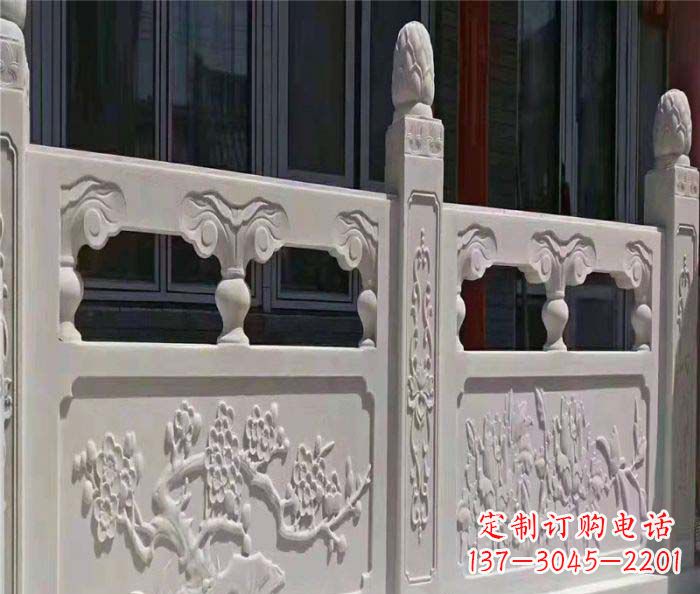 达州寺庙景观汉白玉石浮雕栏板 (2)