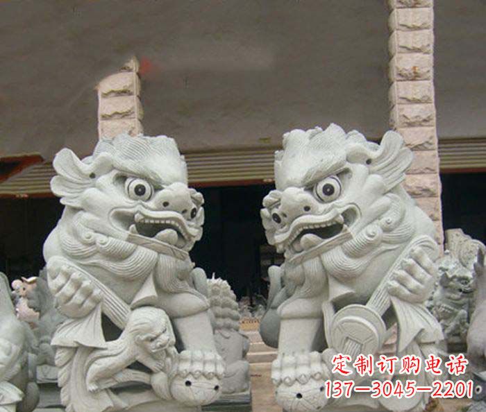 达州寺庙景观南方狮子石雕 (2)