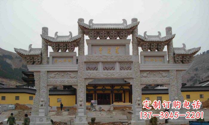达州寺庙景观三门五楼石牌坊