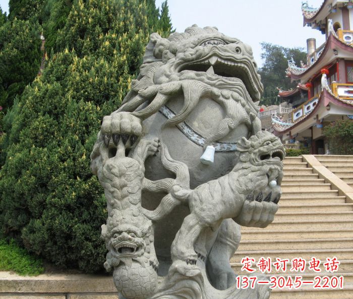 达州寺庙景观狮子石雕