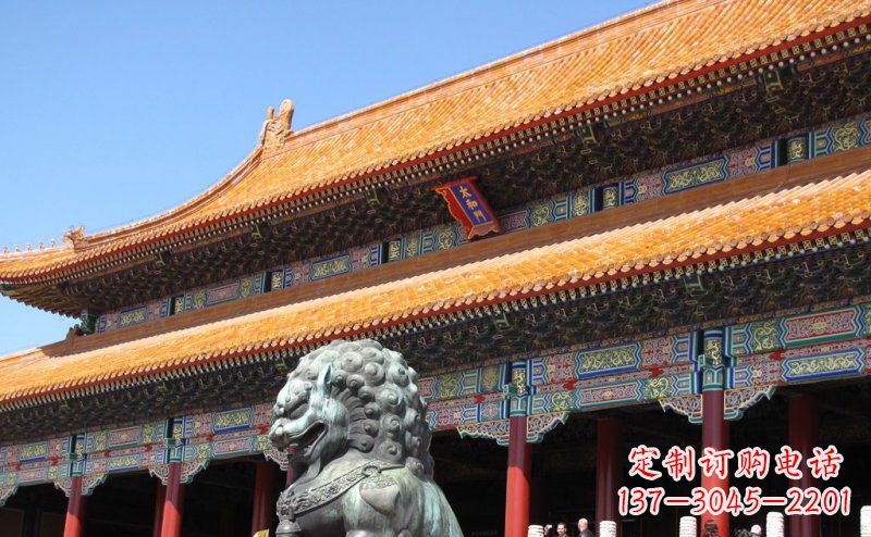达州寺庙门口青铜狮子雕塑